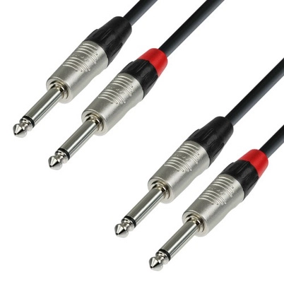 Stereokaapeli 2x 6.3mm jack - 2x 6.3mm jack (3m) - Adam Hall