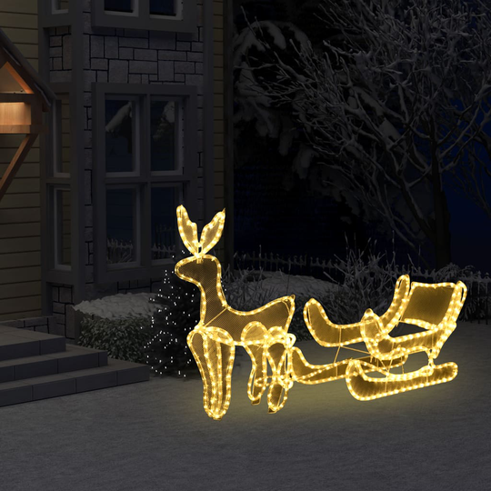 vidaXL Jouluvalot poro ja reki verkolla 432 LED-valoa