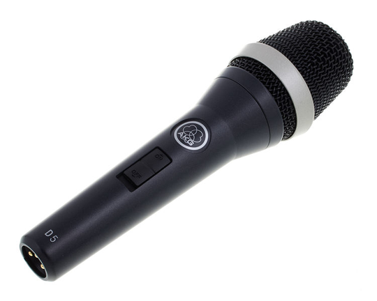 AKG D5S dynaaminen laulumikrofoni, jossa on kytkin -