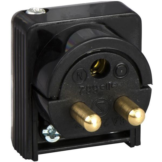 Schneider Electric 189519700 Lampun pistoke maadoitettu, 2-napainen, kaapeliasennukseen, musta