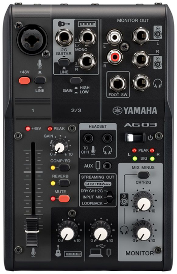 Yamaha AG03 MkII Live Streaming Mixer, musta