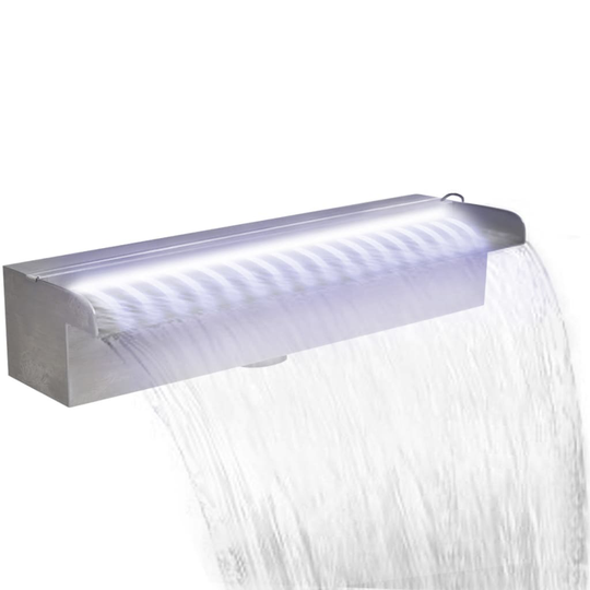 vidaXL Suorakaide Uima-altaan Suihkulähde LED:llä Ruostumaton Teräs 45 cm