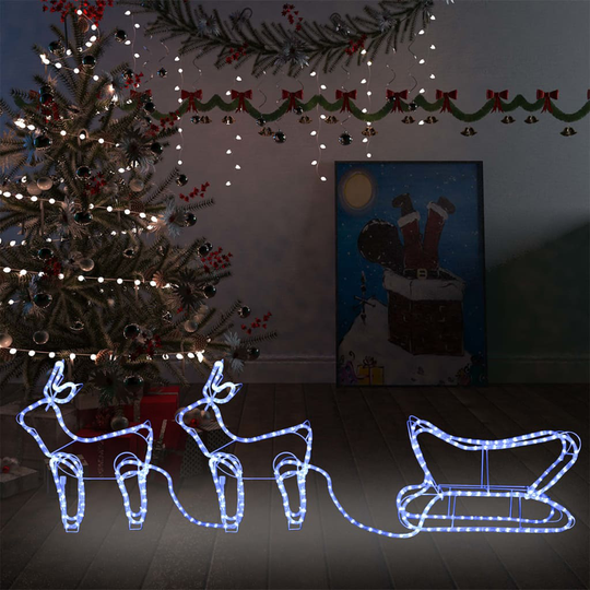 vidaXL Poro ja reki joulukoriste ulkokäyttöön 576 LED-valoa